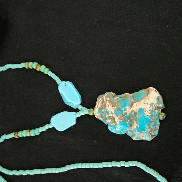 Large sea jasper and turquoise necklace - Picture 3 of 5